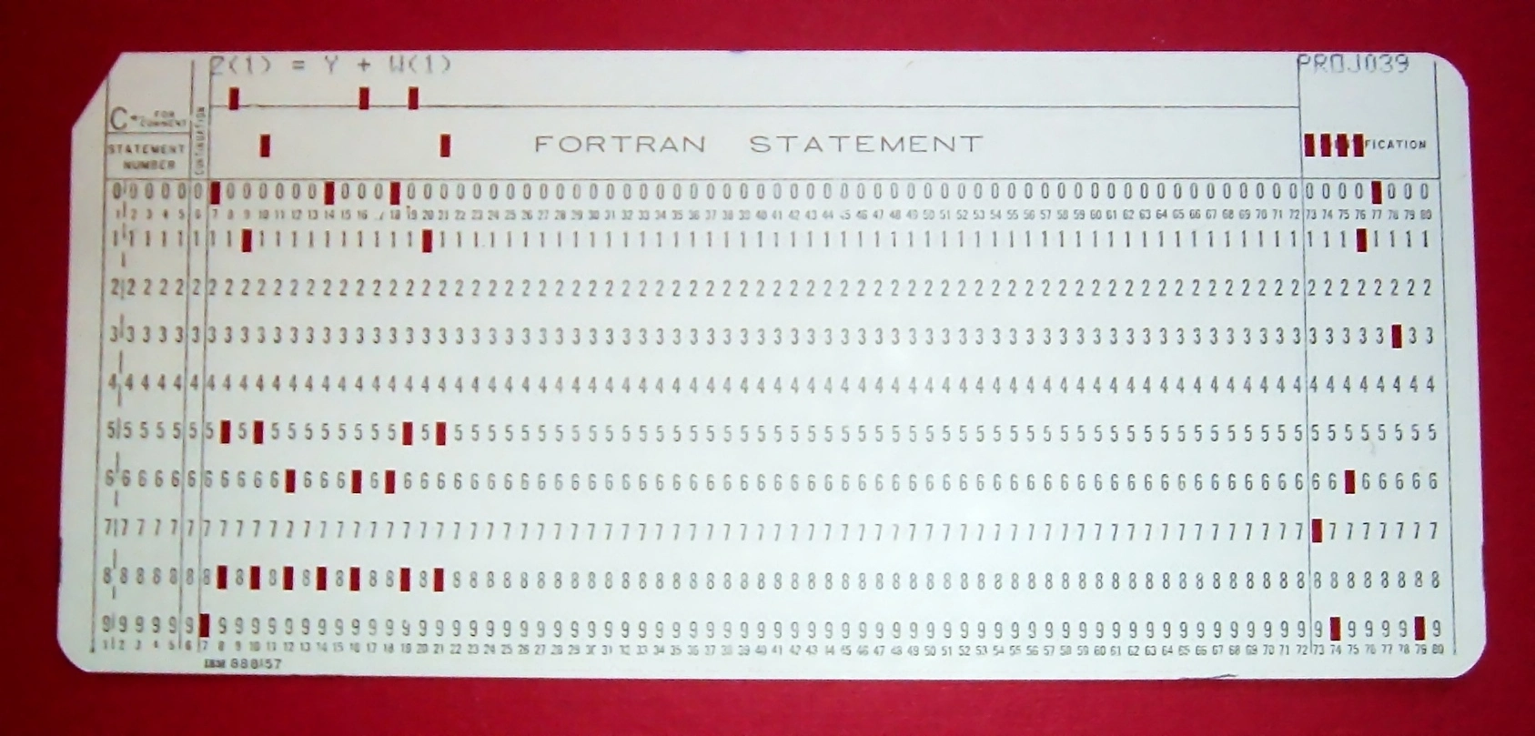 上世纪60年代晚期或70年代初期，Arnold Reinold拍摄的FORTRAN计算程序的穿孔卡照片